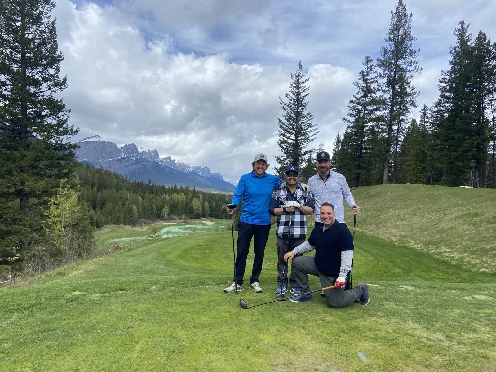 Plaid Jacket golfers on a mountain golf course